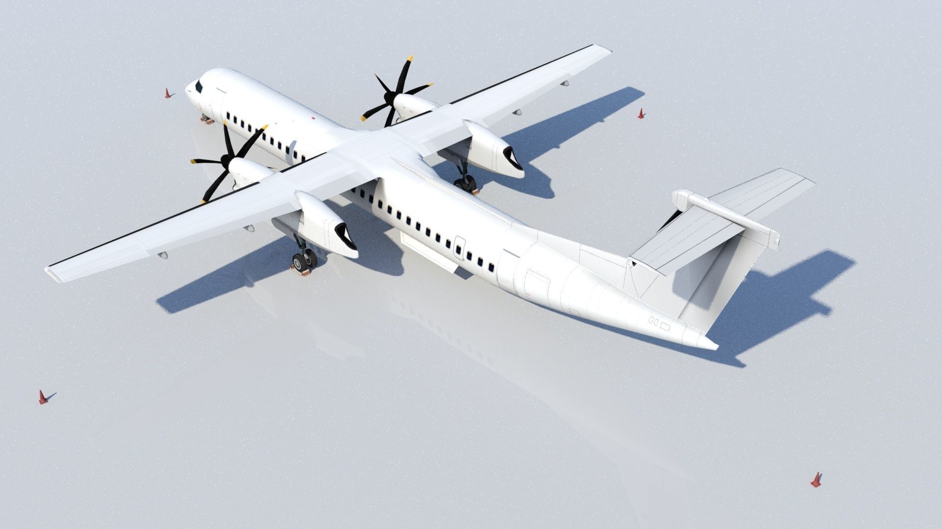DHC-8D Q400 Low Poly Static Low-poly 3D model_1