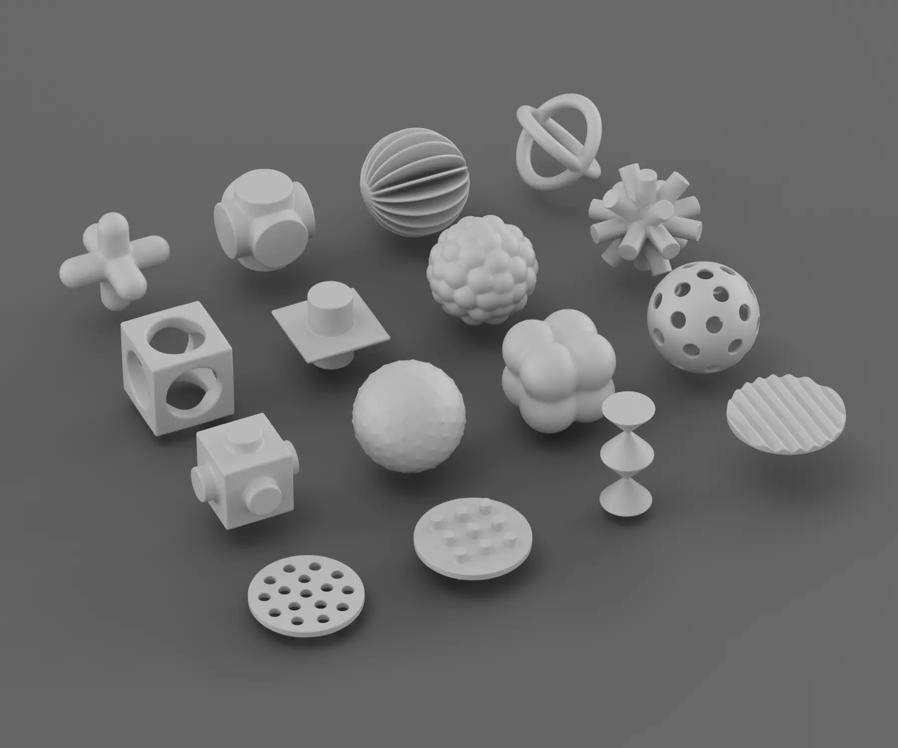 Pack 16 Abstract Geometric Shapes Primitive Doodads Low-poly 3D model_0