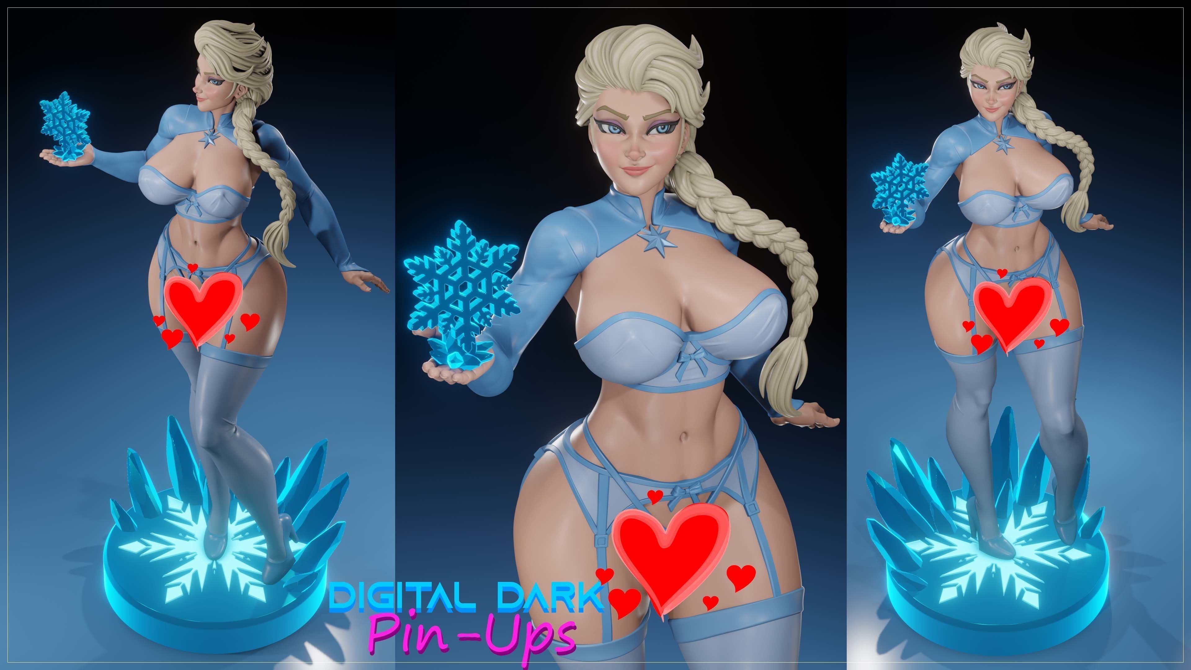 Elsa and Olaf with NSFW version and Miniatures 3D print model_2