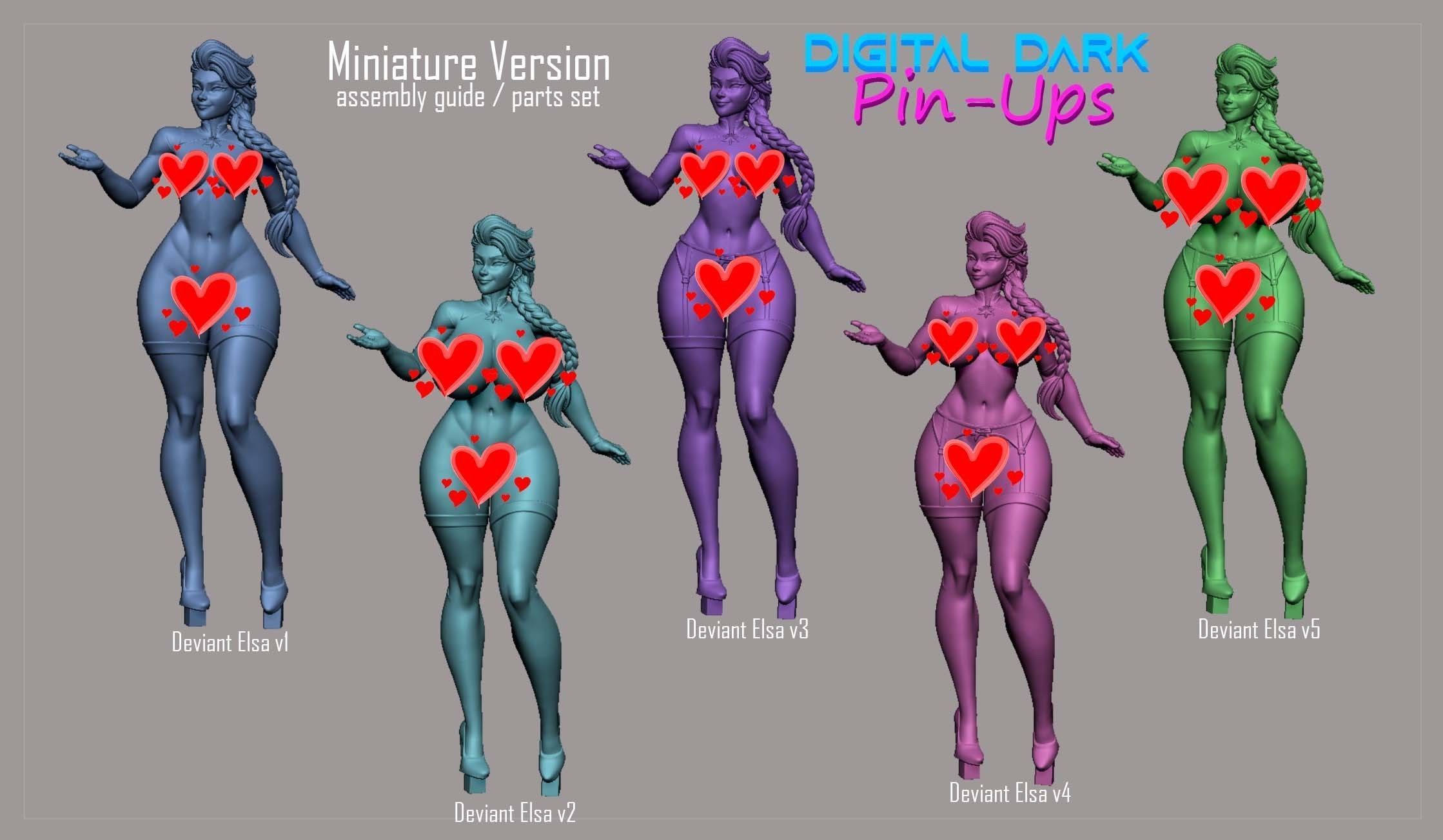 Elsa and Olaf with NSFW version and Miniatures 3D print model_11