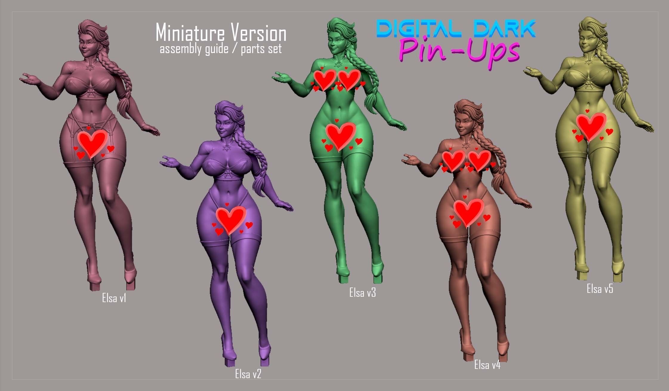 Elsa and Olaf with NSFW version and Miniatures 3D print model_12