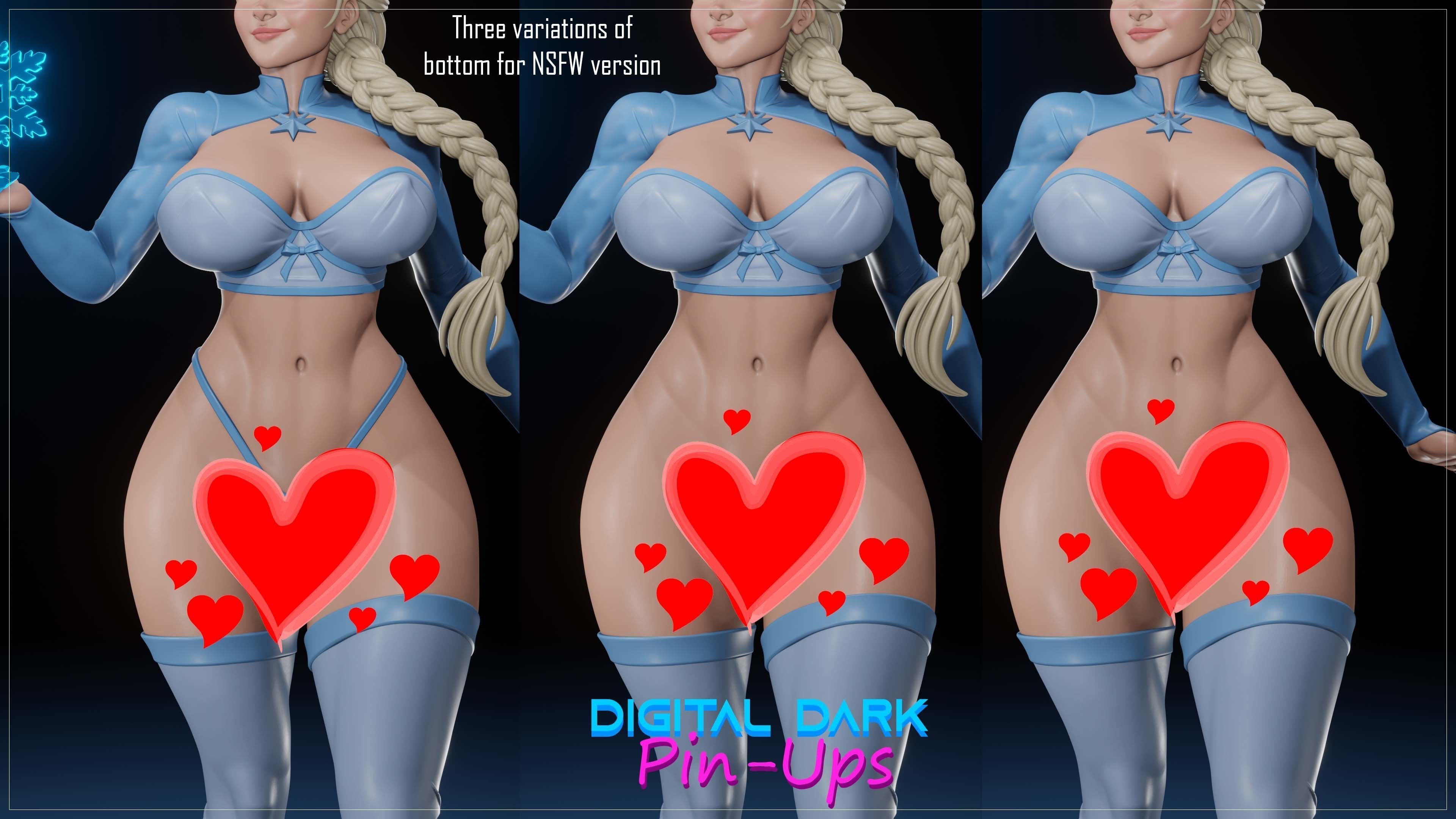 Elsa and Olaf with NSFW version and Miniatures 3D print model_4