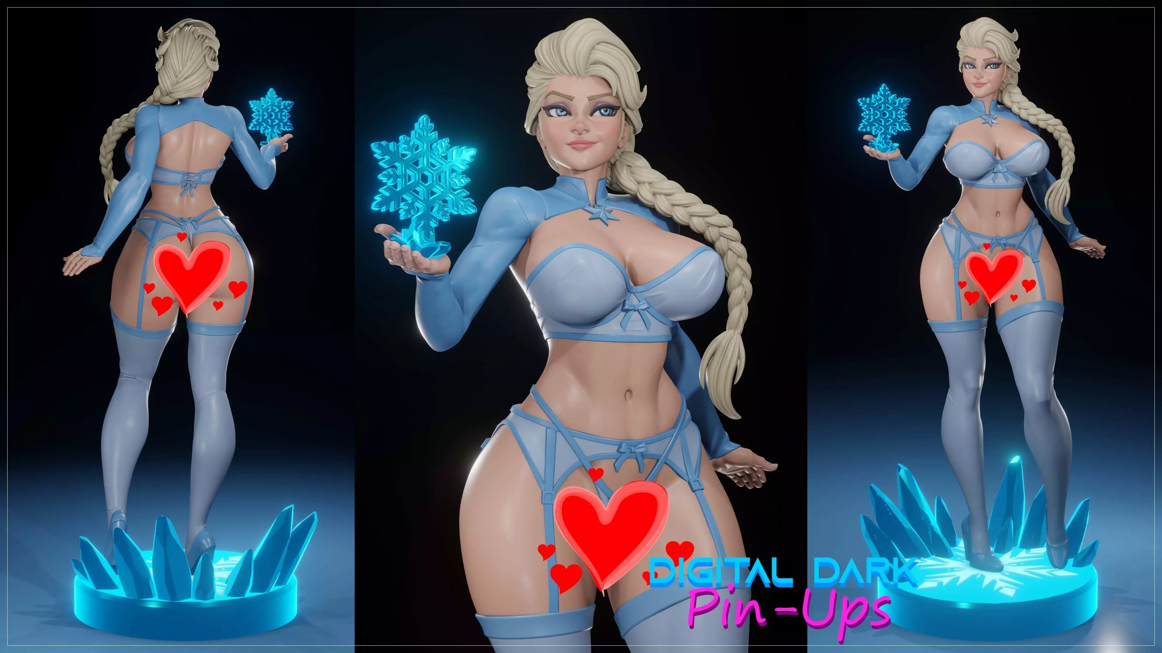 Elsa and Olaf with NSFW version and Miniatures 3D print model_0