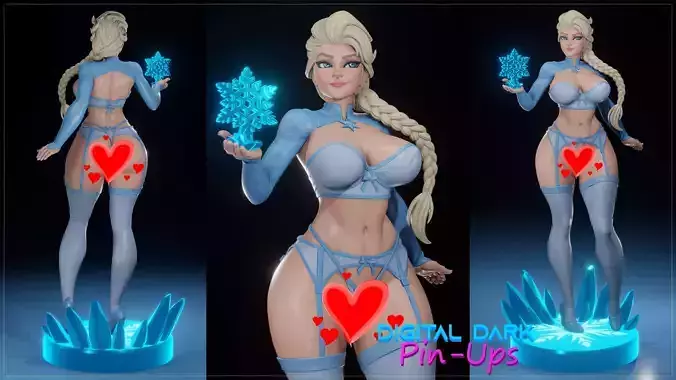 Elsa and Olaf with NSFW version and Miniatures 3D print model