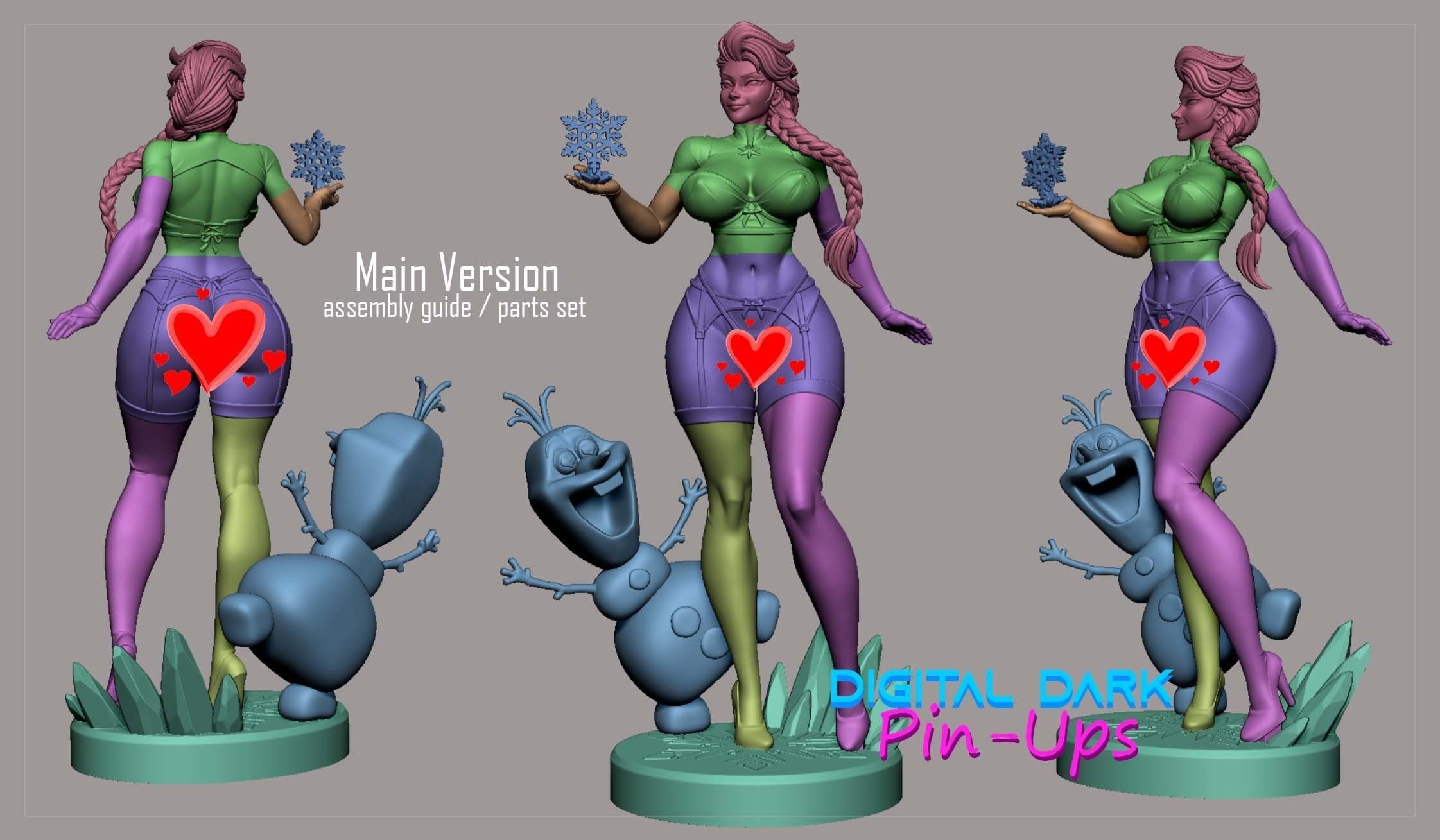 Elsa and Olaf with NSFW version and Miniatures 3D print model_9