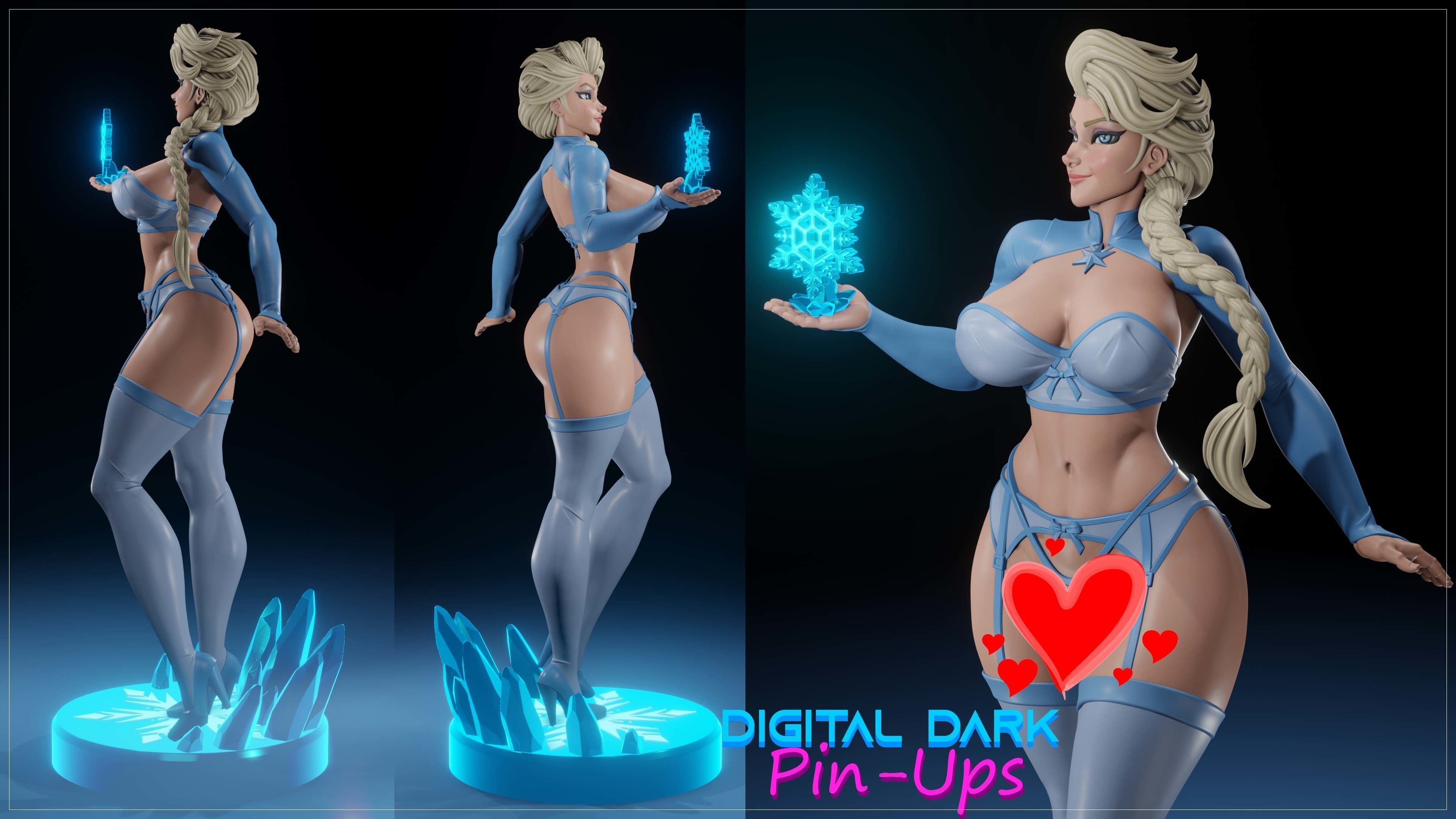Elsa and Olaf with NSFW version and Miniatures 3D print model_1