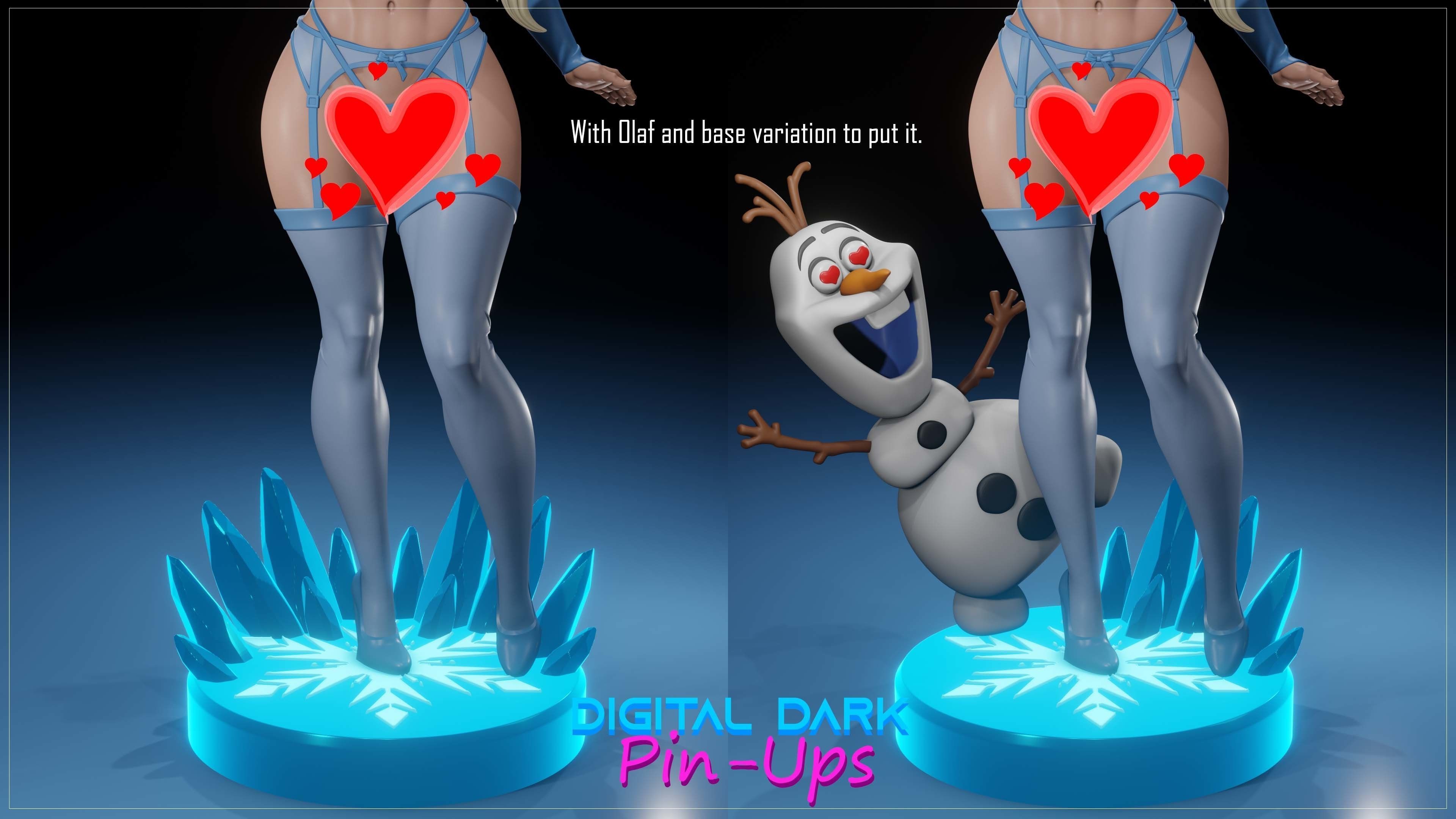 Elsa and Olaf with NSFW version and Miniatures 3D print model_6