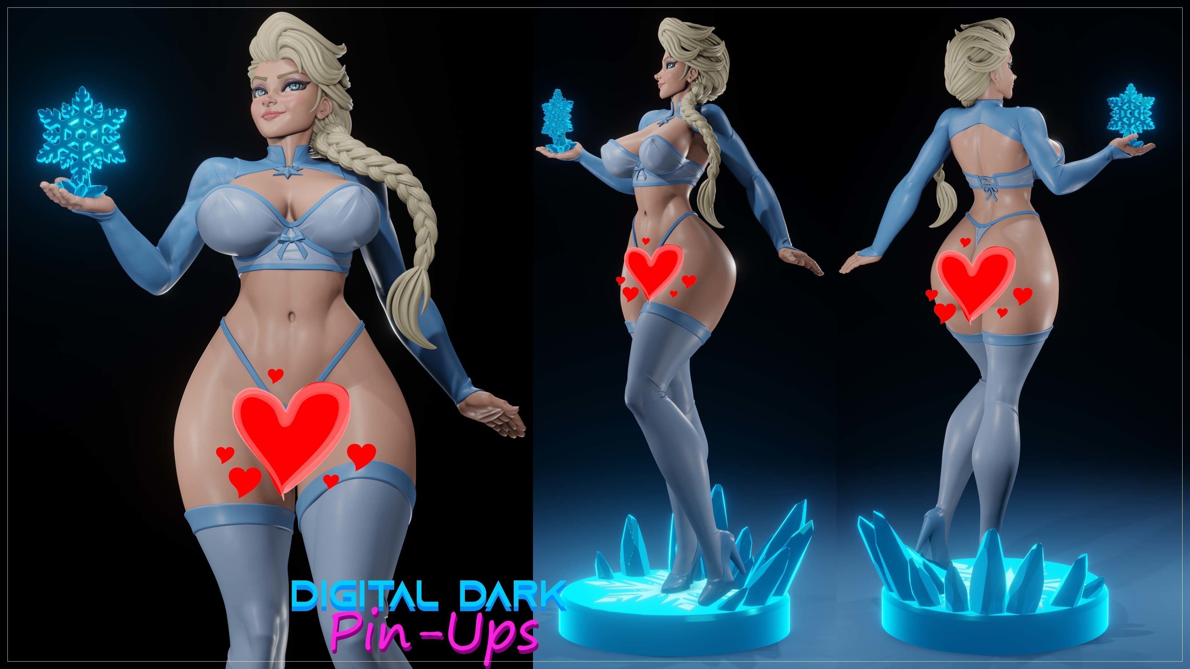 Elsa and Olaf with NSFW version and Miniatures 3D print model_3