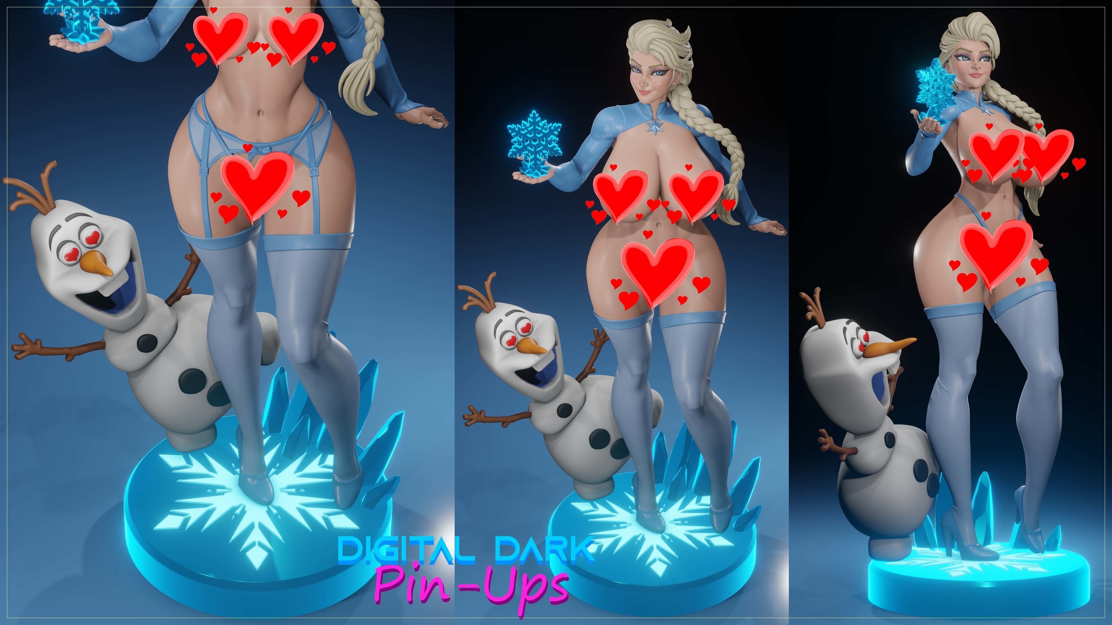 Elsa and Olaf with NSFW version and Miniatures 3D print model_8