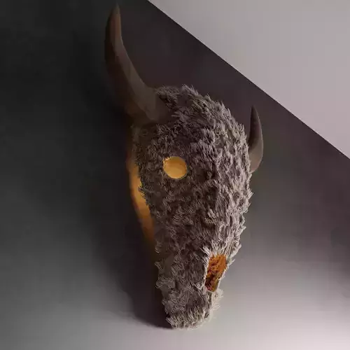 Bison head wall art and light