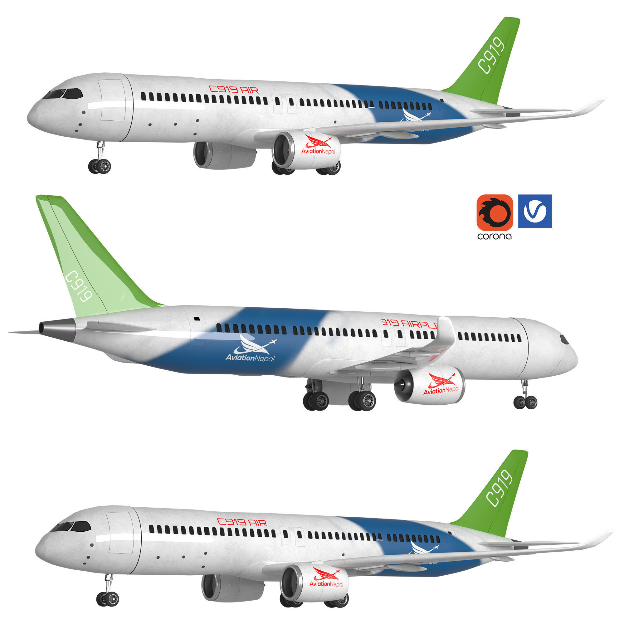 C919 Airplane 3D model_2