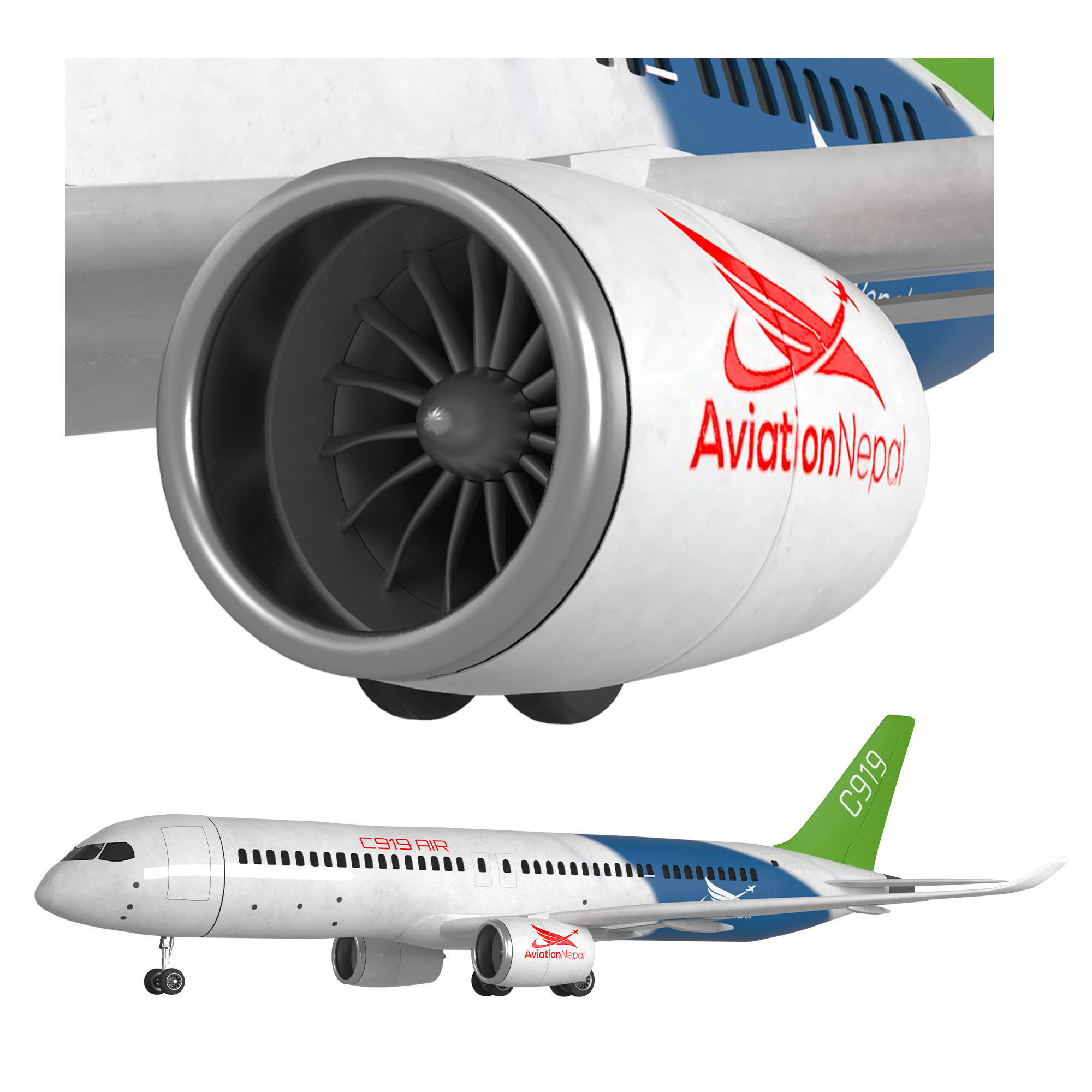 C919 Airplane 3D model_1