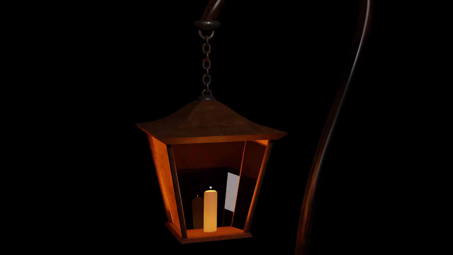 Lantern with candle 3D model_0