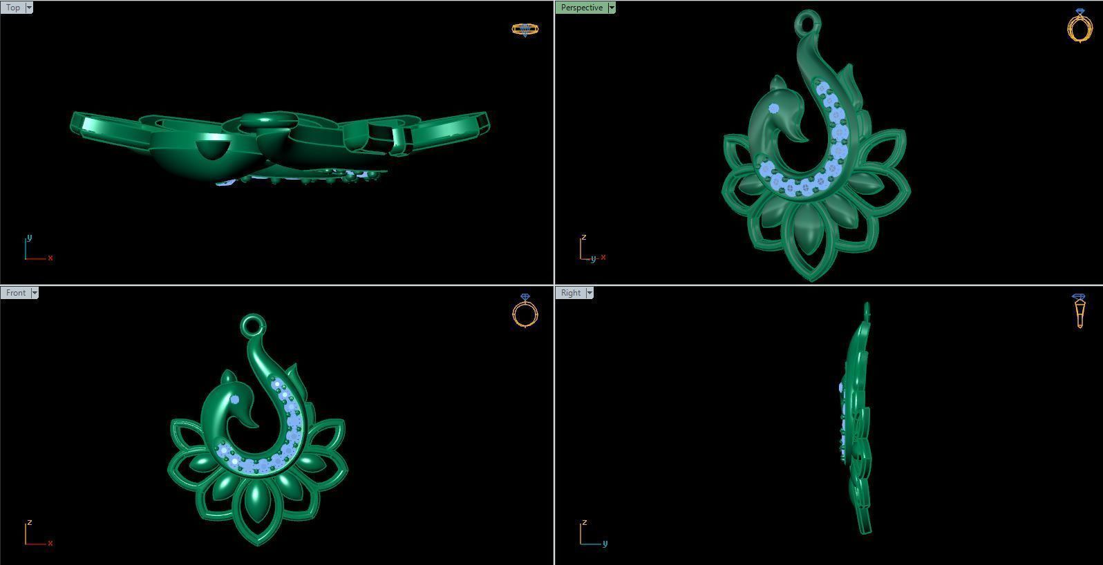 Peacock Pendant 3D print model_6