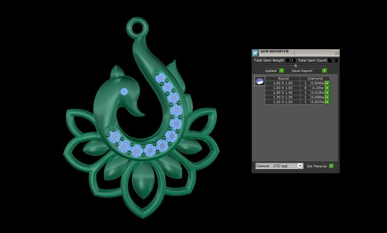 Peacock Pendant 3D print model_4