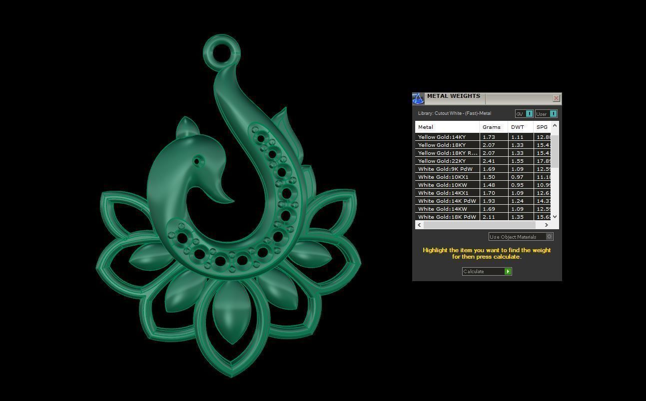 Peacock Pendant 3D print model_5