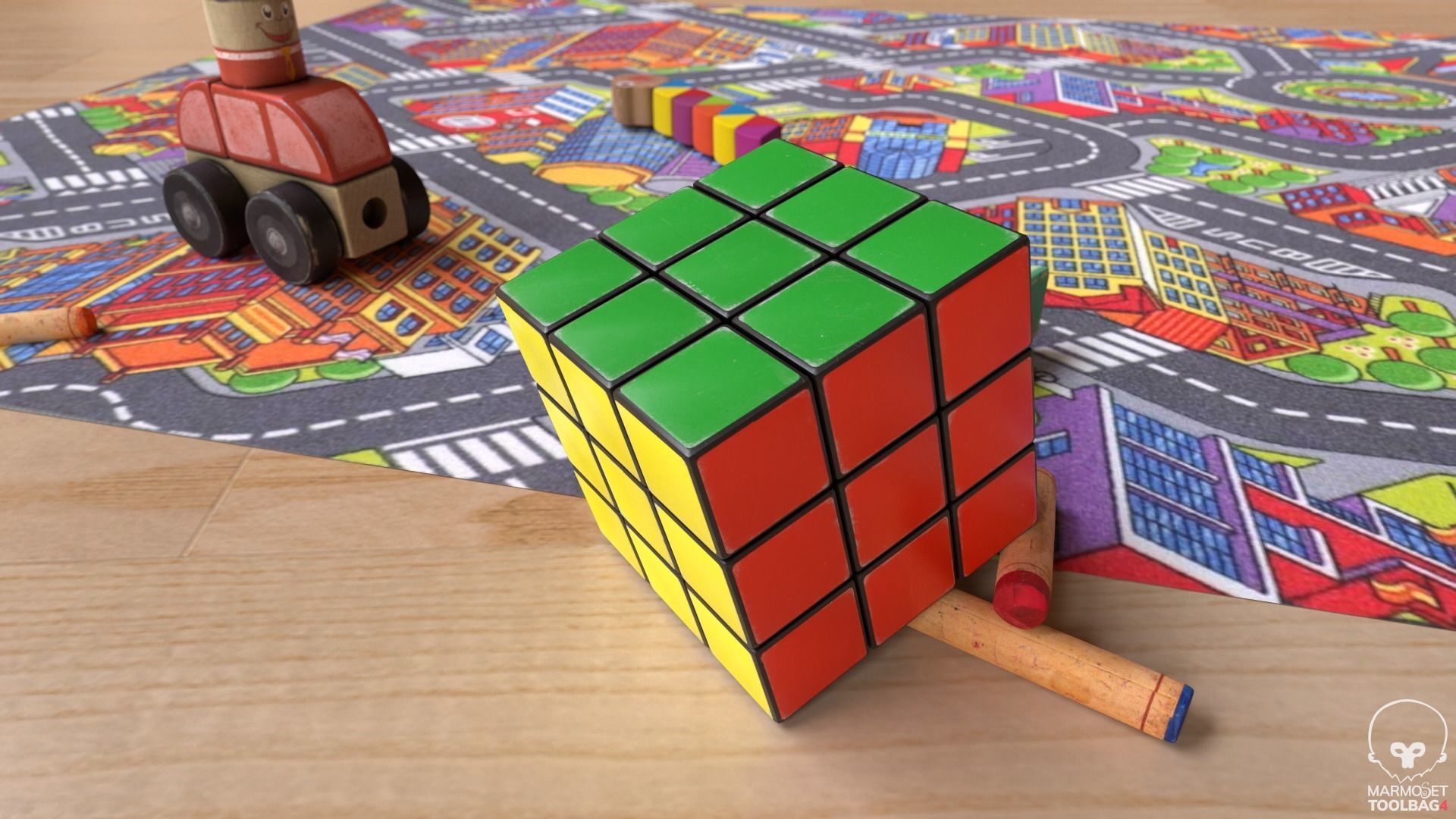 Rubiks cube Low-poly 3D model_3
