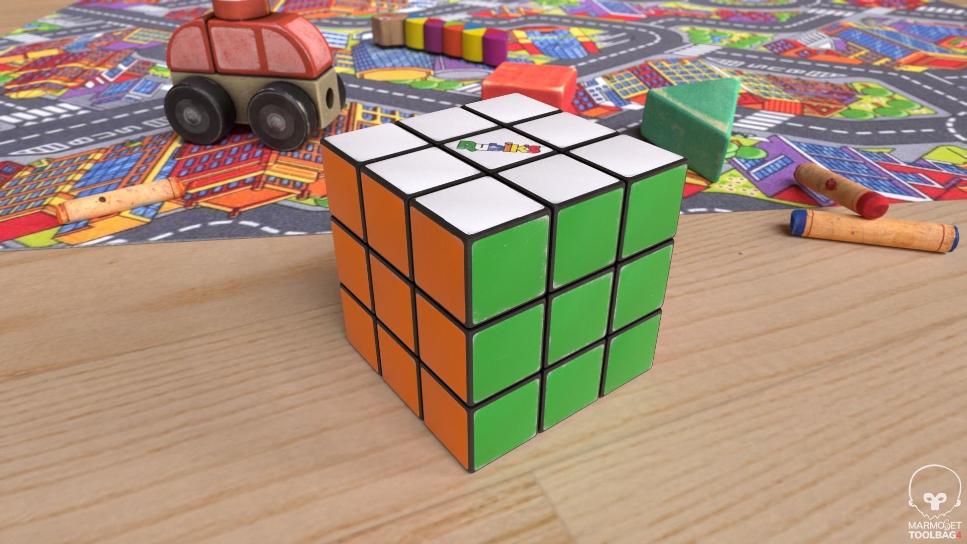 Rubiks cube Low-poly 3D model_2