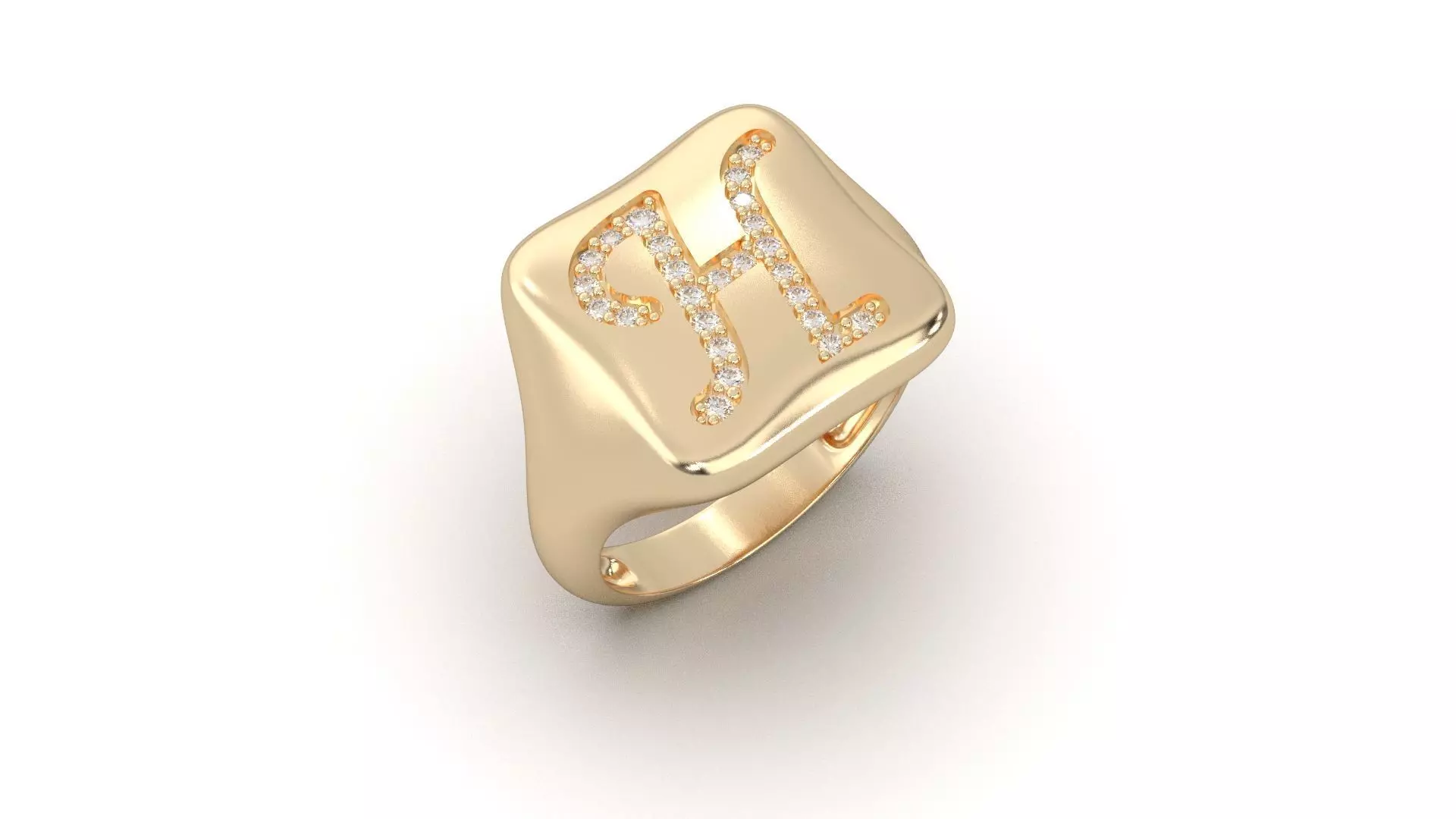 H monogram small finger ring 3D print model