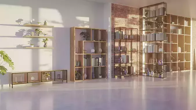 B-Bookshelf Generator Low-poly 3D model