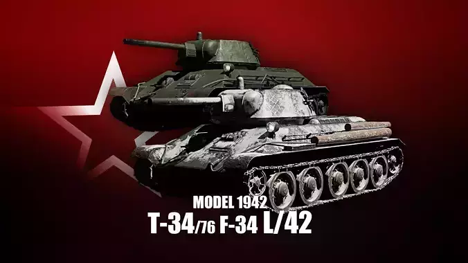 T-34-76 - Soviet Medium Tank - Model 1942 - Dual Livery Package 3D Model Collection