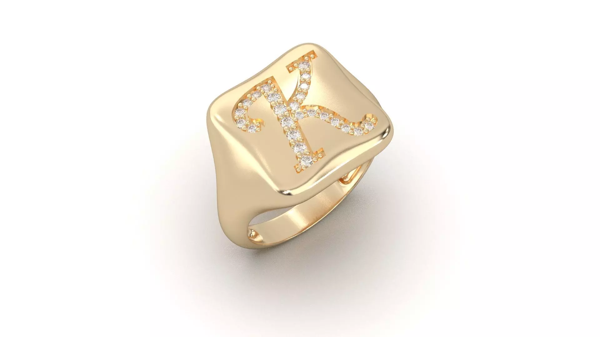 K monogram small finger ring chevalie 3D print model