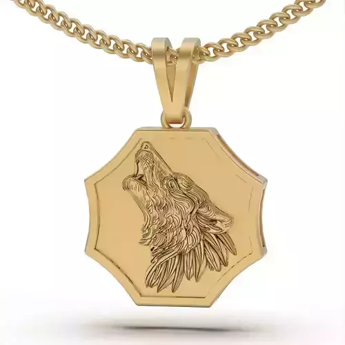 wolf pendant silver gold jewelry printable 3D model