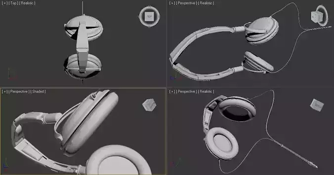 Headset headphone with different angles 3D model