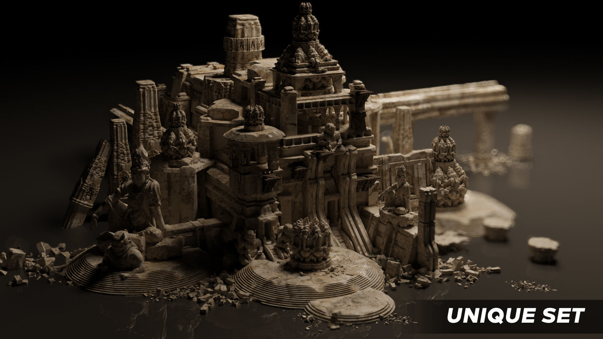 Ancient Temple 3  Old ruins of the temple  3D Kitbash Asset Pack 3D model_3
