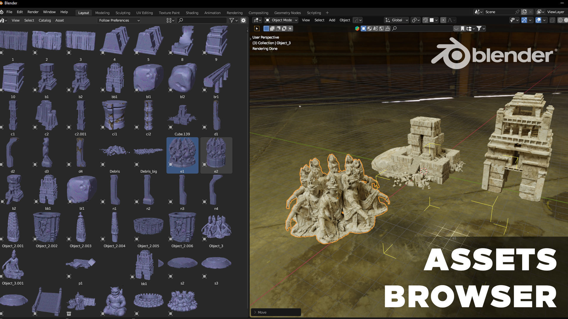 Ancient Temple 3  Old ruins of the temple  3D Kitbash Asset Pack 3D model_4