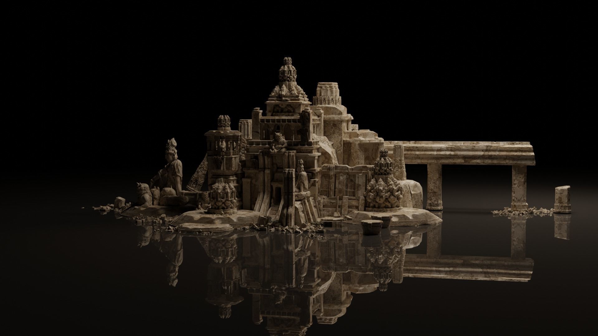 Ancient Temple 3  Old ruins of the temple  3D Kitbash Asset Pack 3D model_6