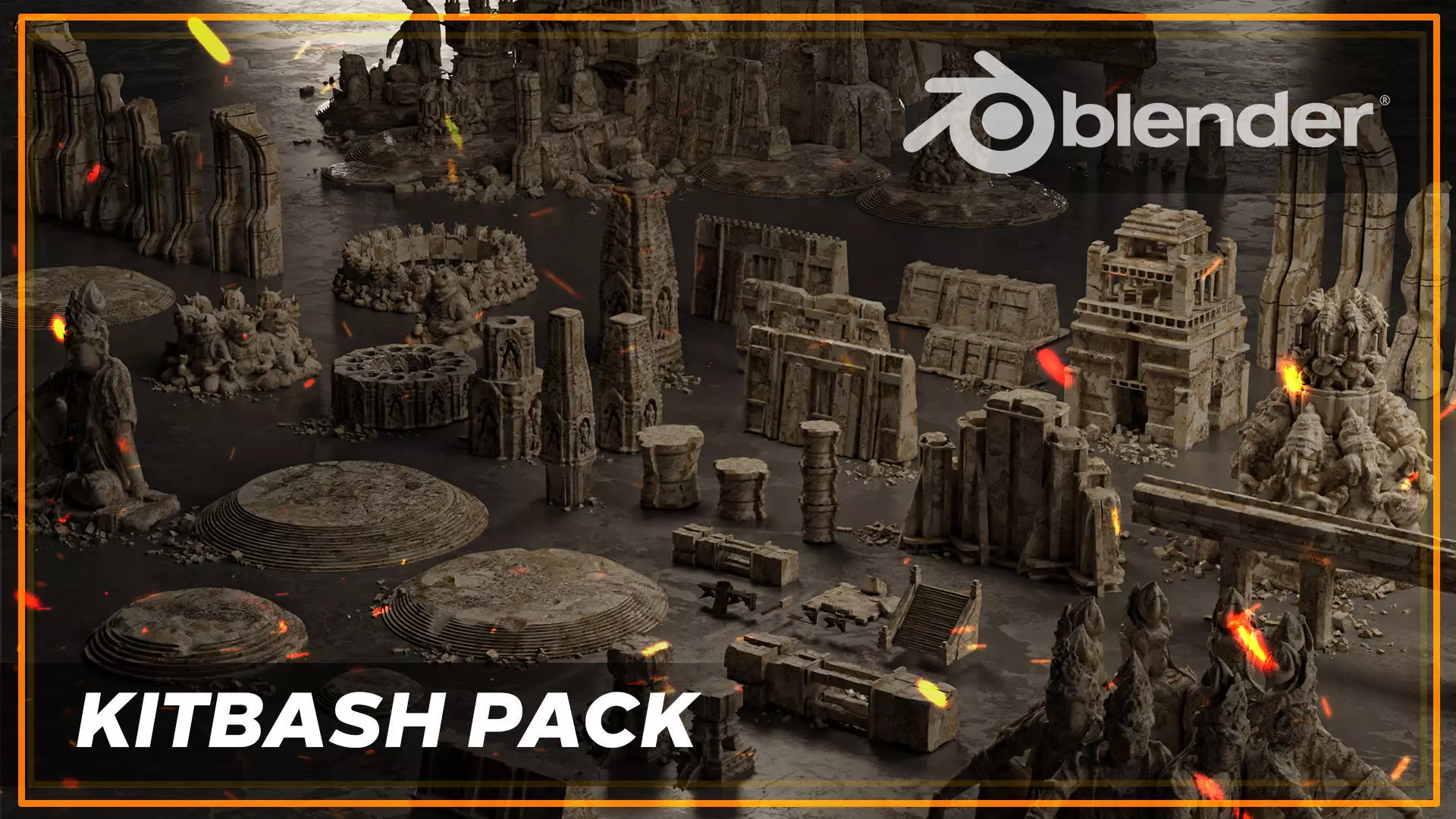 Ancient Temple 3  Old ruins of the temple  3D Kitbash Asset Pack 3D model_0