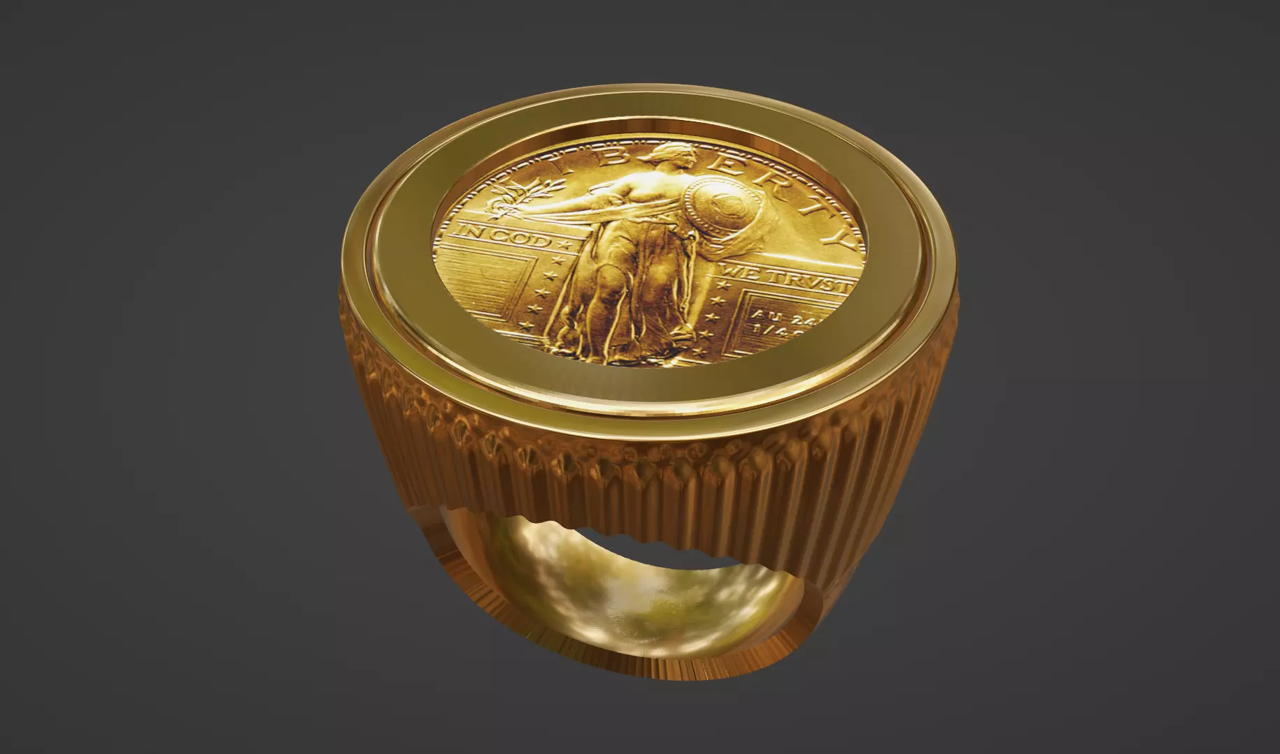 American gold eagle full sovereign coin ring frame mount 3D print model