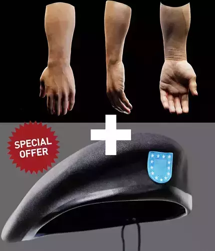 Human Hand Beret Collection  Low-poly 3D model