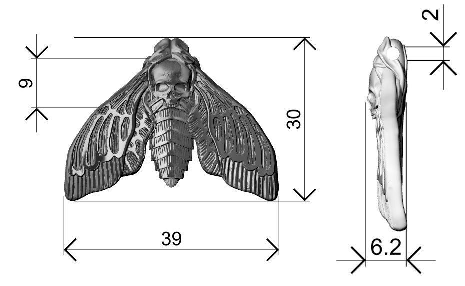 Deaths head butterfly pendant 3d model for printing 3D print 3D print model_19