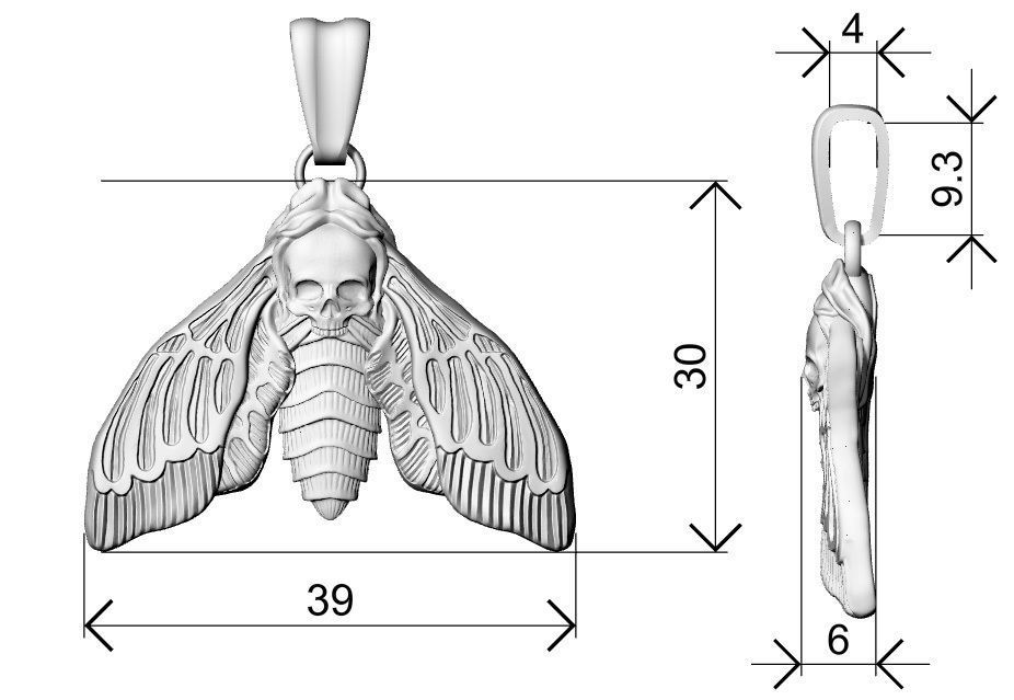 Deaths head butterfly pendant 3d model for printing 3D print 3D print model_34