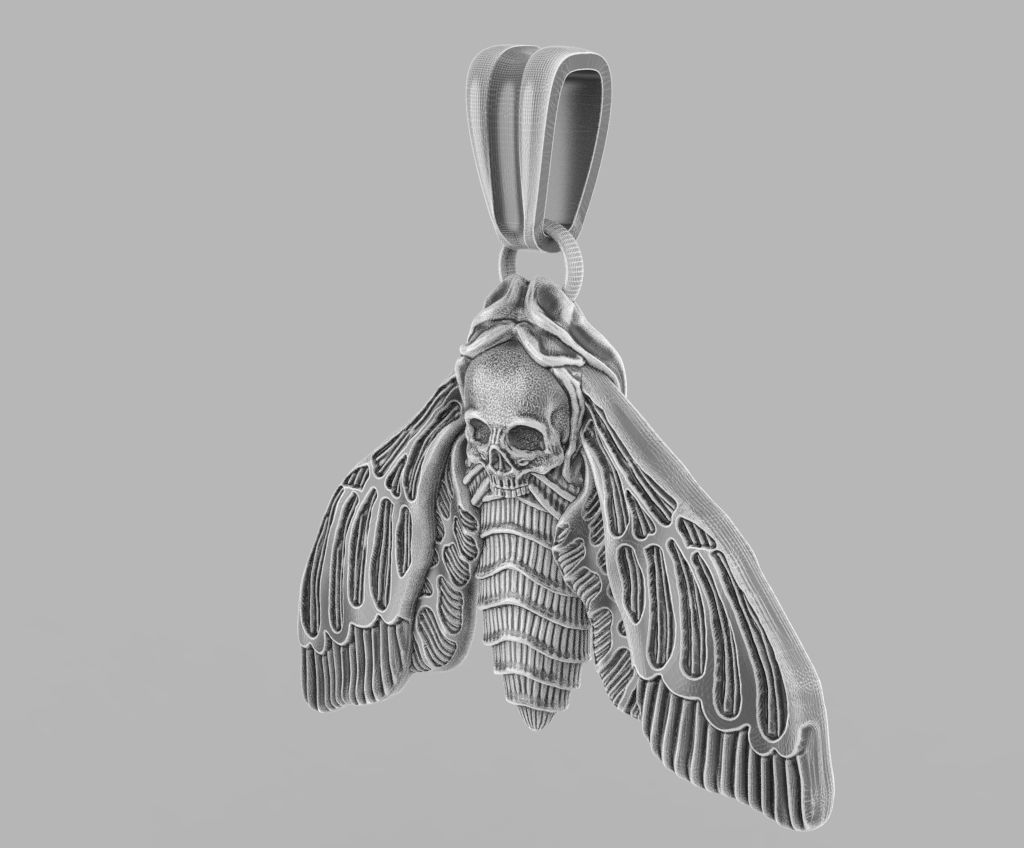 Deaths head butterfly pendant 3d model for printing 3D print 3D print model_28