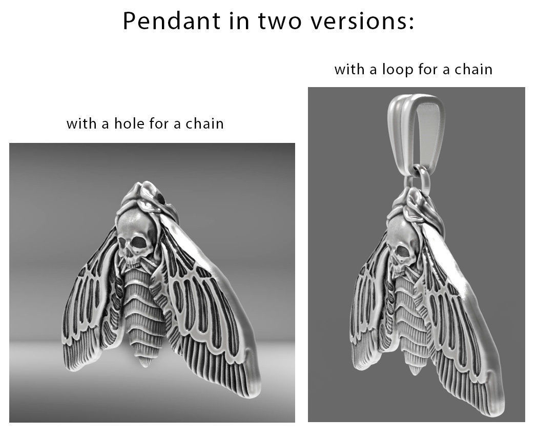 Deaths head butterfly pendant 3d model for printing 3D print 3D print model_1