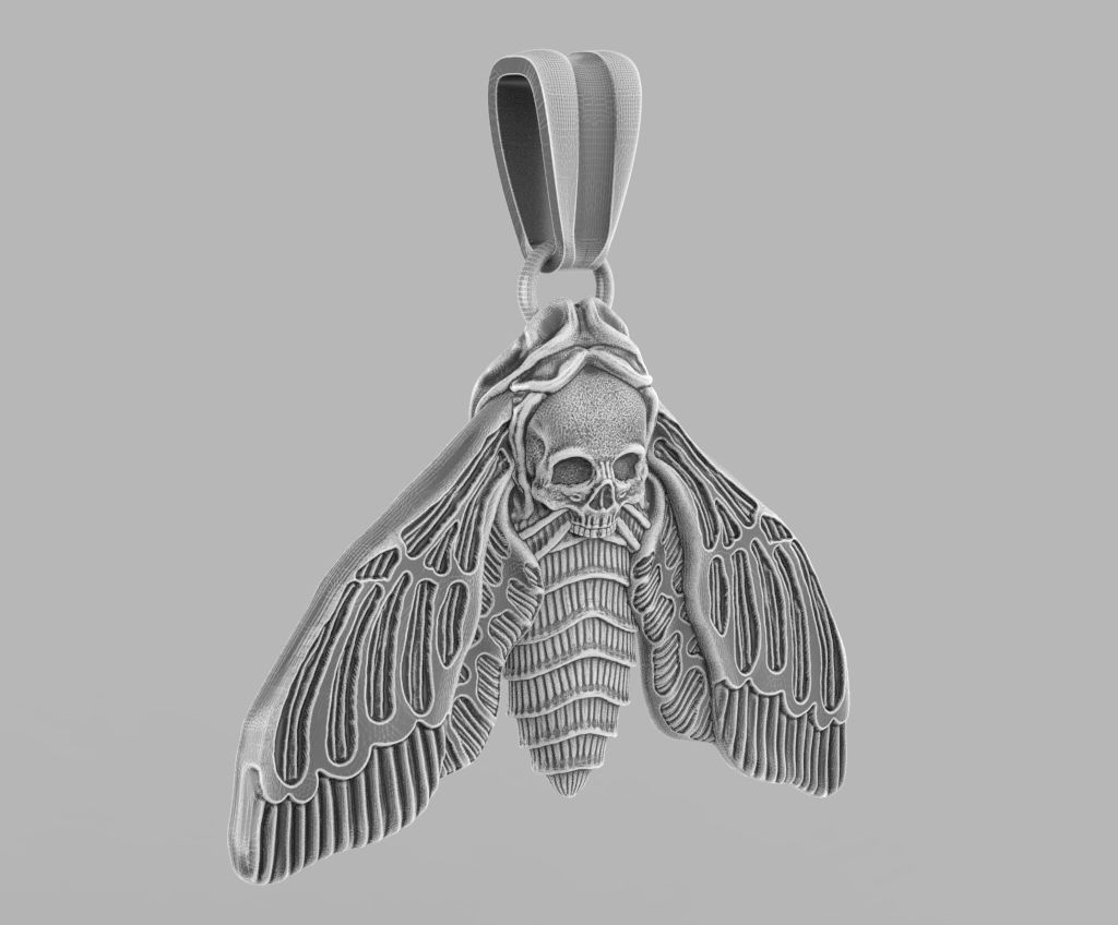 Deaths head butterfly pendant 3d model for printing 3D print 3D print model_27