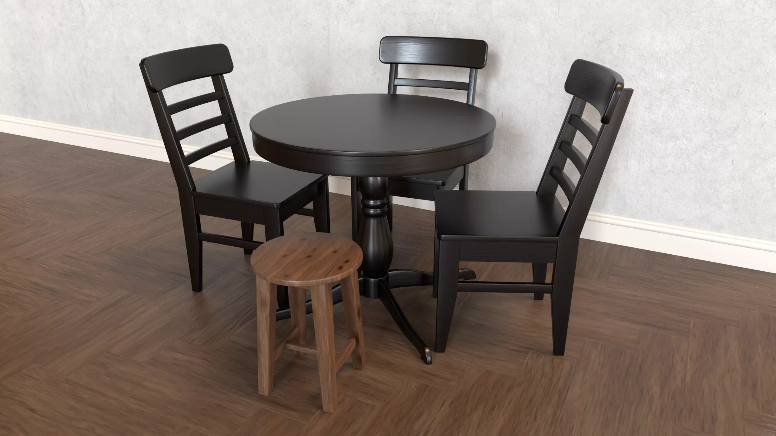 Dining Furniture Set Low-poly 3D model_0