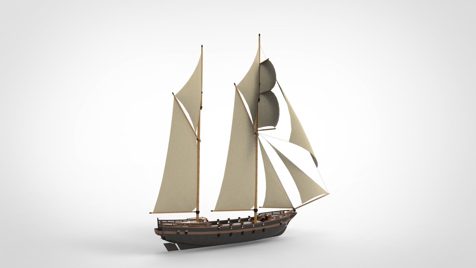 Pirate Ship sailing war 3D model_4