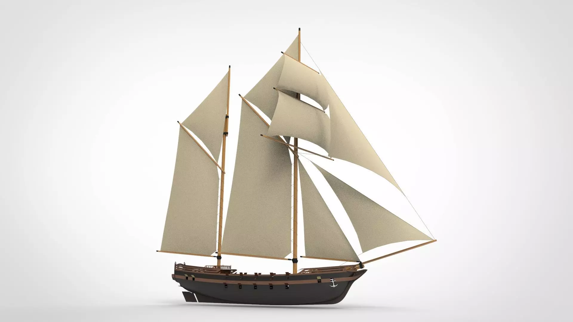 Pirate Ship sailing war 3D model_0