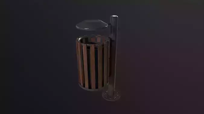 Wood Trash Bin 3D Model