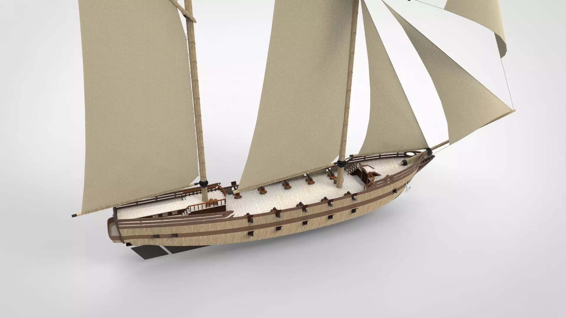 historical sailing ship 3D model_0