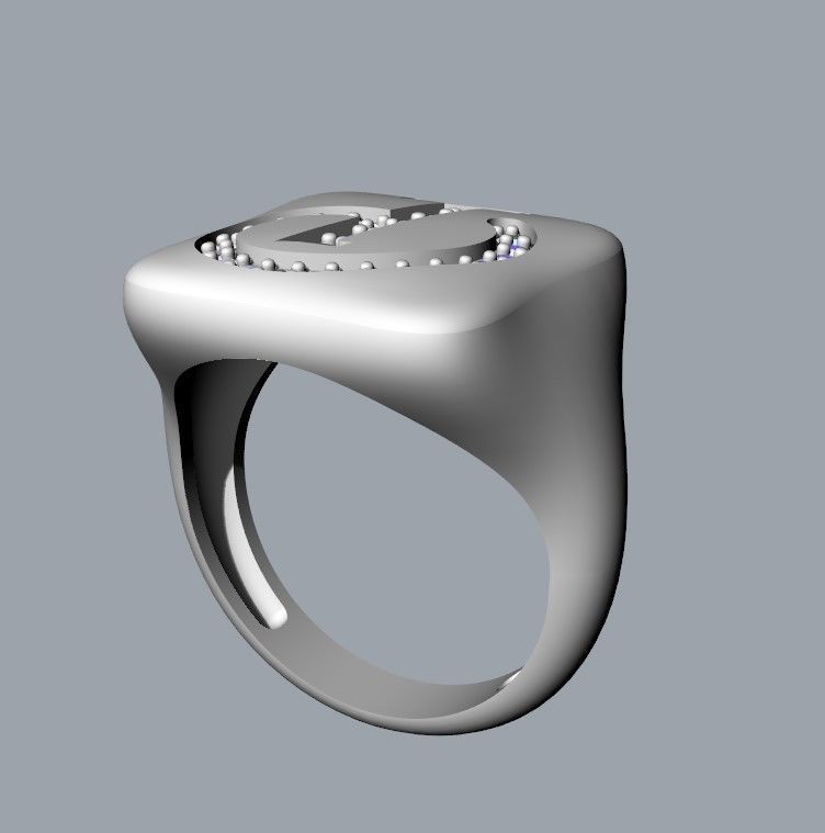 P monogram small finger ring chevalier 3D print model_3