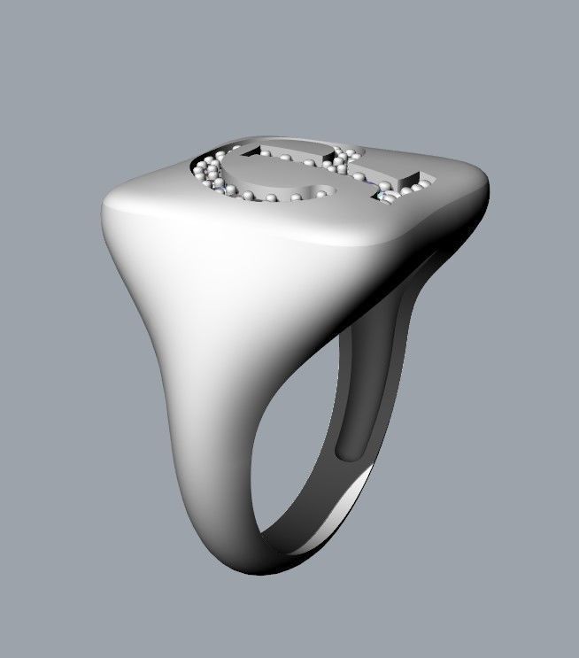 P monogram small finger ring chevalier 3D print model_2