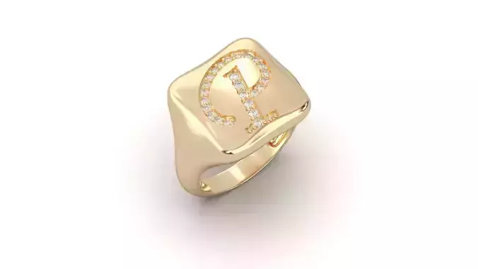 P monogram small finger ring chevalier
