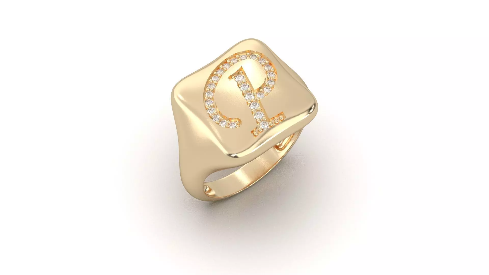 P monogram small finger ring chevalier 3D print model_0
