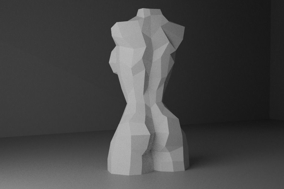 Low poly female torso 3D print model_1