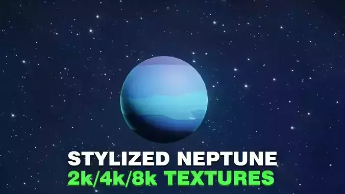 Stylized Planet Neptune 3D Model 2k 4k 8k Textures Low-poly 3D model